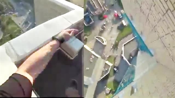 俄罗斯一跑酷者失足跌落楼顶 最终死里逃生