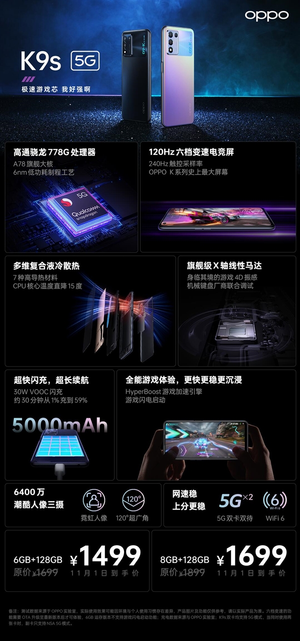 硬核！OPPO K9s搭载骁龙778G八核处理器 预售1499起