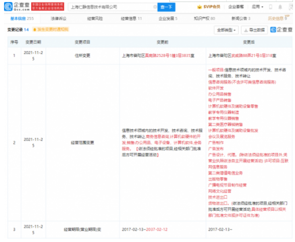 仁静信息经营范围新增广播电视节目制作经营 为字节跳动关联公司