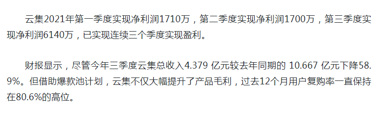 精品会员电商云集Q3净利润6140万 收入同比减少58.9%