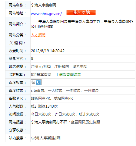 宁海人事编制网-宁海县人事局政务公开服务网站