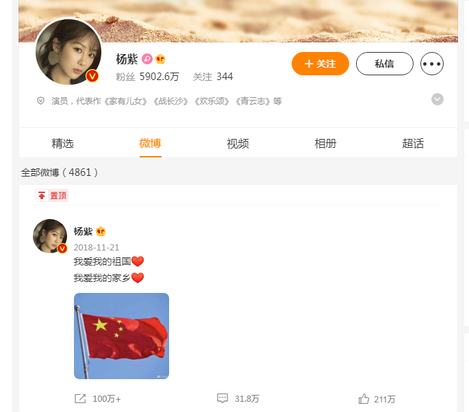 杨紫博客号是什么？杨紫微博主页