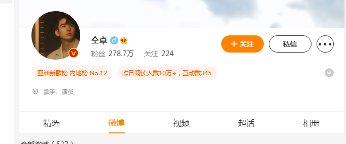 仝卓微博认证是什么？仝卓微博还在吗？