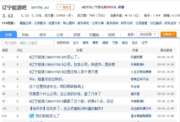 红阳能源股吧-辽宁能源(600758)股吧_辽宁能源怎么样