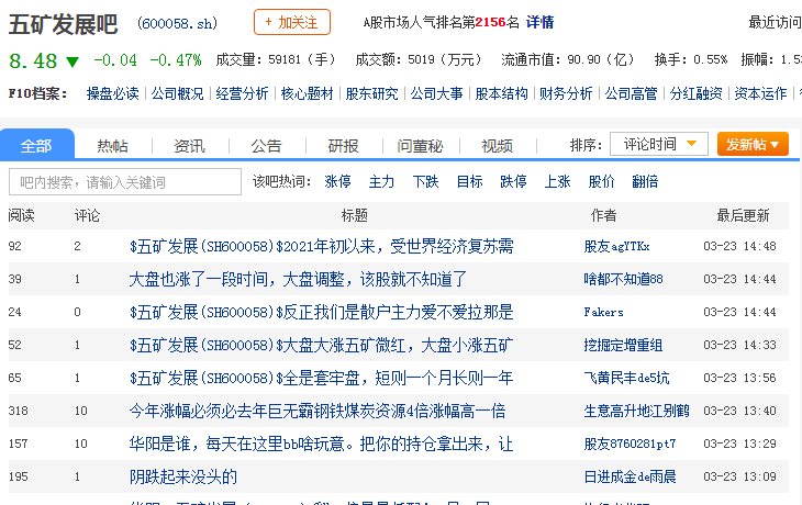 五矿发展600058股吧-五矿发展怎么样_分析讨论社区