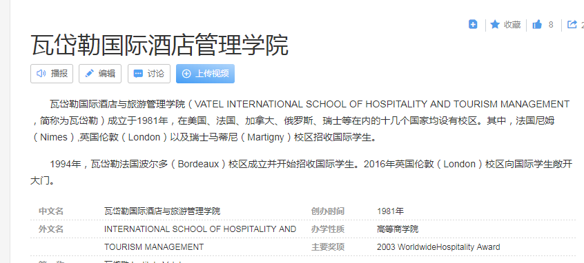 瓦岱勒国际酒店管理学院简介