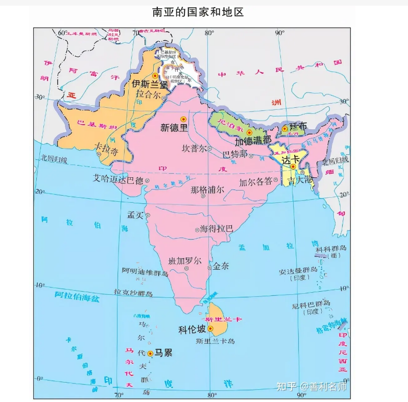 南亚地图长什么样子？南亚地图的国家和地区