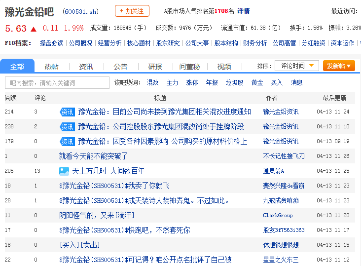 豫光金铅600531股吧_豫光金铅怎么样