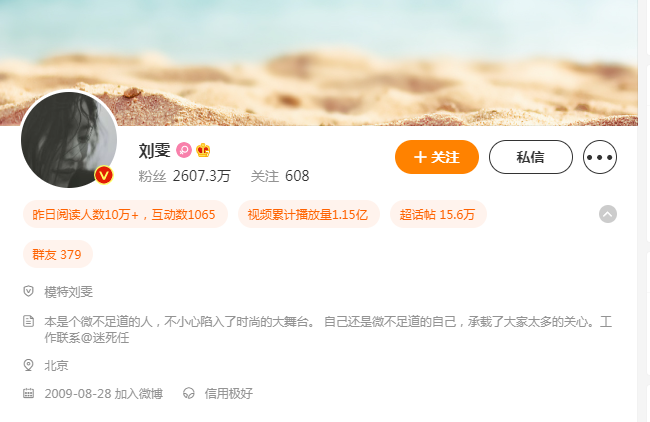 刘雯的微博名字是什么_刘雯微博简介